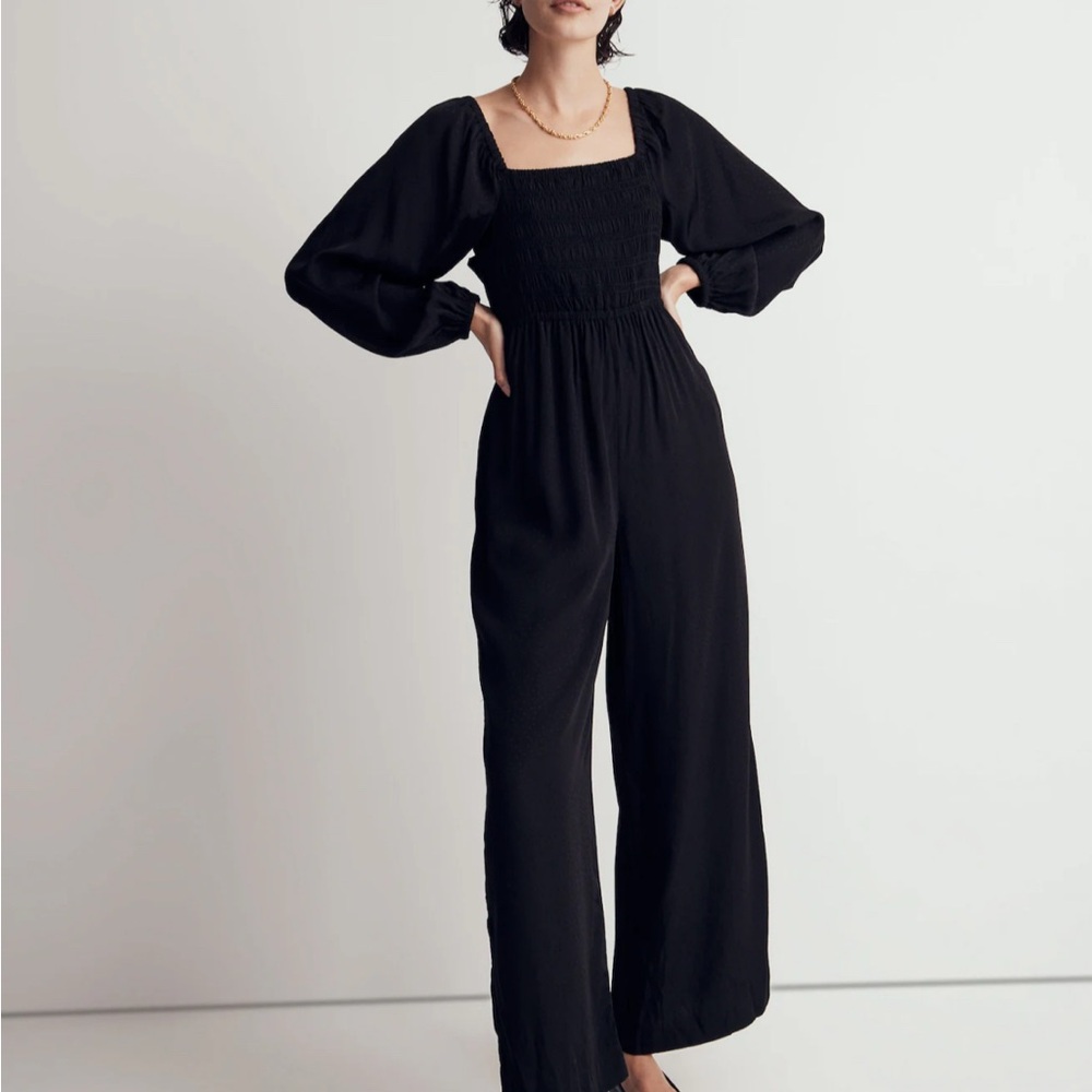 Madewell Lucie Tie-Back Long-Sleeve Jumpsuit in Star Jacquard